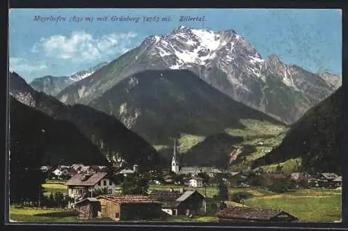 AK Mayrhofen im Zillertal, Ortsansicht mit Grünberg