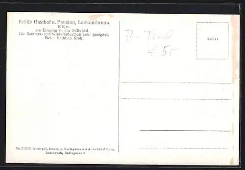 AK Mayrhofen, Gasthof und Pension Lacknerbrunn, Bes. Heinrich Kröll