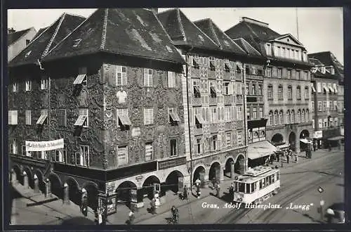 AK Graz, Strassenbahn am platz Luegg