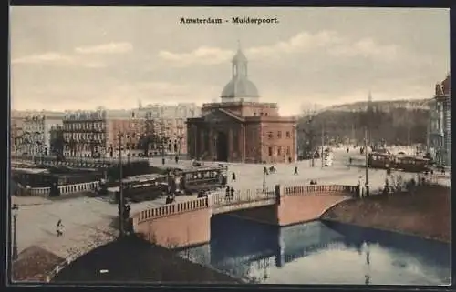 AK Amsterdam, Muiderpoort, Strassenbahn
