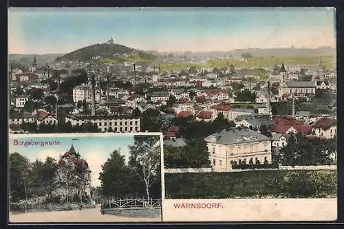AK Warnsdorf / Varnsdorf, Burgbergswarte, Blick auf die Stadt