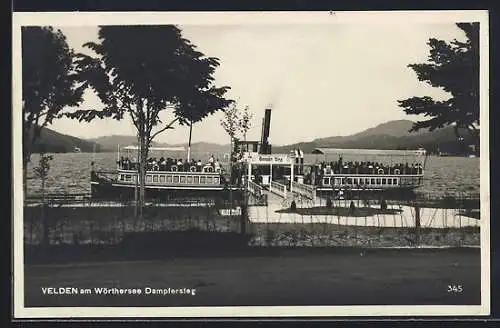 AK Velden am Wörthersee, Dampfersteg mit Dampfer