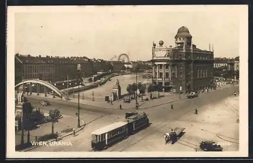 AK Wien, Kreuzung an der Urania mit Strassenbahn