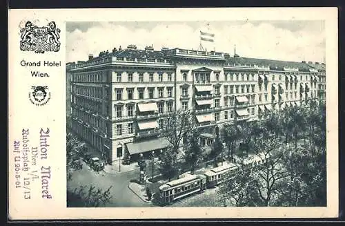 AK Wien, Grand Hotel, Kärntnerring, Strassenbahn