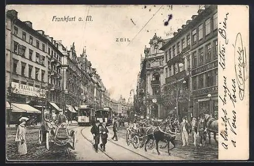 AK Frankfurt a. M., Strassenbahn im Zeil