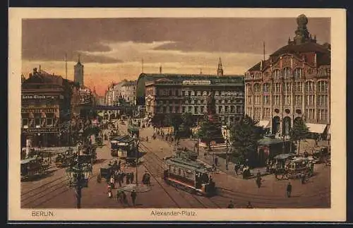 AK Berlin, Alexanderplatz, Strassenbahnen