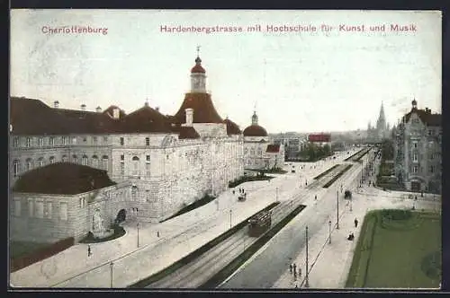 AK Berlin-Charlottenburg, Hardenbergstrasse mit Hochschule für Kunst und Musik