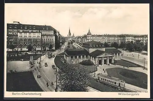 AK Berlin-Schöneberg, Blick auf Wittenbergplatz, Strassenbahn