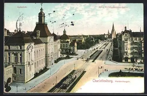 AK Berlin-Charlottenburg, Hardenbergstrasse mit Strassenbahn und Hochschule