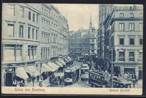 AK Hamburg, Strassenbahnen am Grossen Burstah