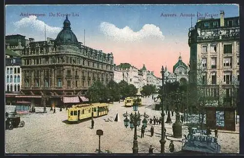 AK Anvers, Avenue De Keyser mit Strassenbahn