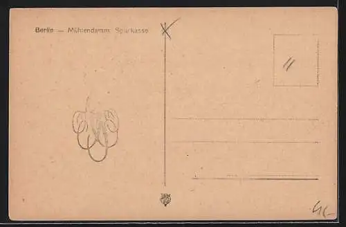 AK Berlin, Mühlendamm, Sparkasse, Strassenbahn