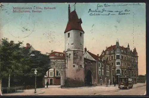 AK Mülhausen, Strassenbahn am Bollwerk