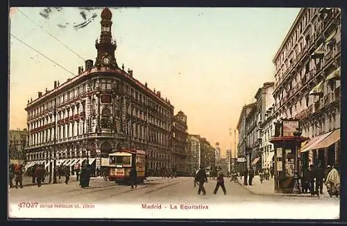 AK Madrid, La Equitativa, Strassenbahn