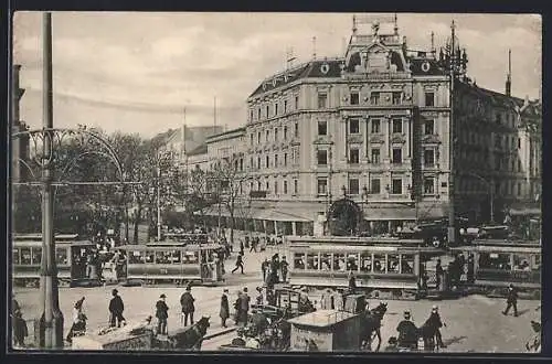 AK Berlin-Tiergarten, Potsdamer Platz mit Strassenbahn