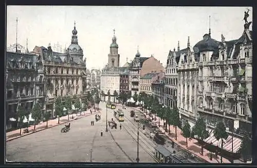 AK Frankfurt /Main, Rossmarkt mit Neubauten und Strassenbahn