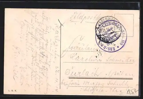 AK Karlsruhe i. B., Strassenbahn am Hauptbahnhof