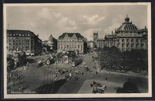 AK München, Karlsplatz mit Strassenbahn
