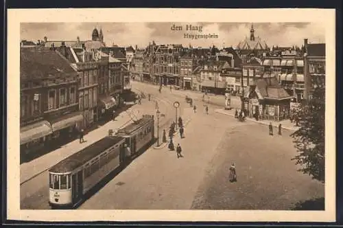 AK Den Haag, Hygensplein mit Strassenbahn