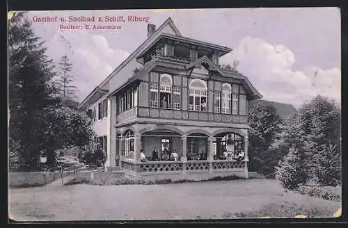 AK Möhlin, Riburg, Gasthof und Soolbad z. Schiff, Besitzer E. Ackermann, Aussenansicht