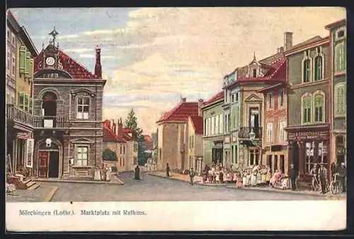 AK Mörchingen, Marktplatz mit Rathaus