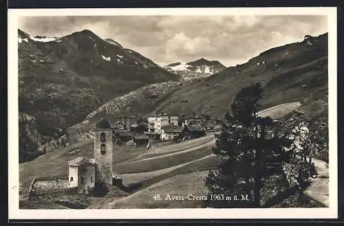AK Avers-Cresta, Panorama mit Kapelle