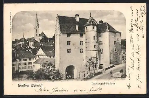 AK Baden, Landvogtei-Schloss mit Pferdegespann