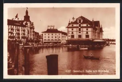 AK Rorschach, Hafen mit Kornhaus und Hotel Schiff