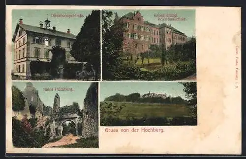 AK Emmendingen, Ruine Hochburg, Direktionsgebäude, Grossherzogl. Ackerbauschule