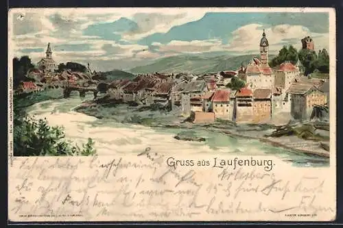 Künstler-AK C.Biese: Laufenburg, Partie am Fluss
