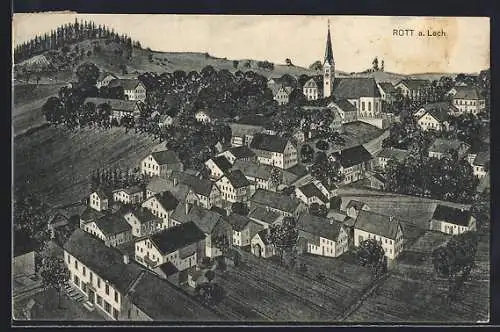 AK Rott a. Lech, Ortsansicht aus der Vogelschau