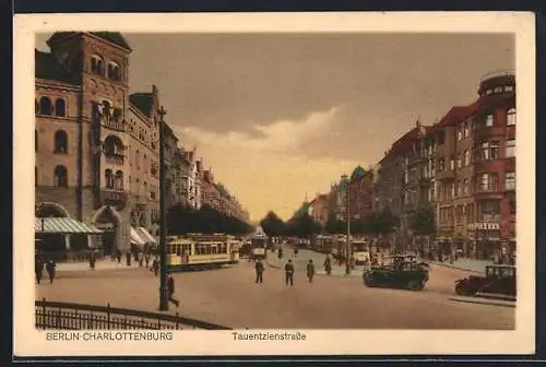 AK Berlin-Charlottenburg, Blick auf die Tauentzienstrasse, Strassenbahn