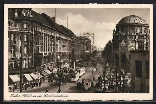 AK Berlin-Kreuzberg, Blick in die Saarlandstrasse, Strassenbahn