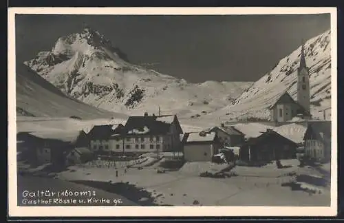 AK Galtür, Gasthof Rössle und Kirche