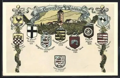 AK Ostheim / Rhön, Die Herren der Lichtenburg, mit Wappen