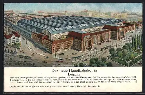 Künstler-AK Leipzig, Der neue Hauptbahnhof