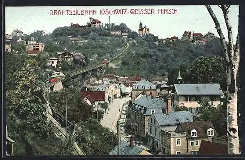 AK Dresden-Loschwitz-Weisser Hirsch, Drahtseilbahn und Luisenhof