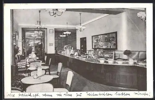 AK Dresden, Innenansicht Konditorei Kaffee Schmorl, Verkaufsraum, Wilsdruffer Str. 21