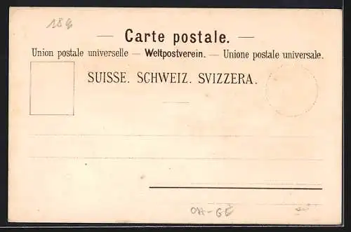 Lithographie Geneve, Exposition Nationale Suisse 1896, Village Suisse