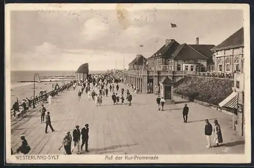 AK Westerland-Sylt, Auf der Kur-Promenade