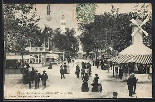 AK Bordeaux, Exposition Maritime, Une allee