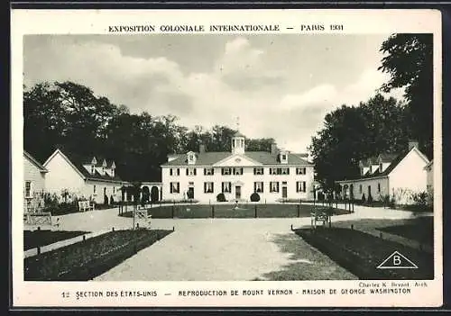 AK Paris, Exposition Coloniale Internationale 1931, Maison de George Washington