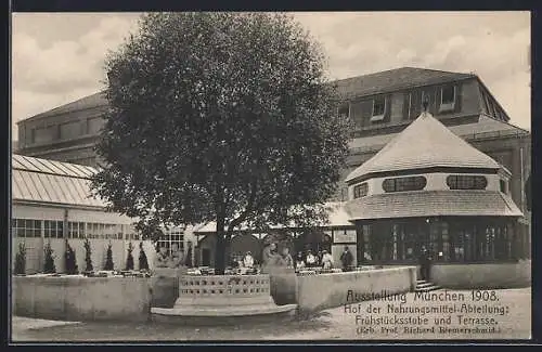 AK München, Ausstellung 1908, Hof der Nahrungsmittel-Abteilung