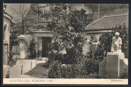 AK München, Ausstellung 1908, Friedhof