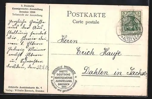 AK Dresden, 3. Deutsche Kunstgewerbe-Ausstellung 1906, Teilansicht der Ausstellung