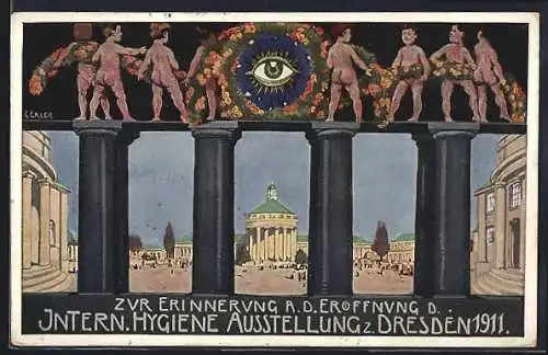 AK Dresden, Internationale Hygiene-Ausstellung 1911, Blick auf das Ausstellungsgelände