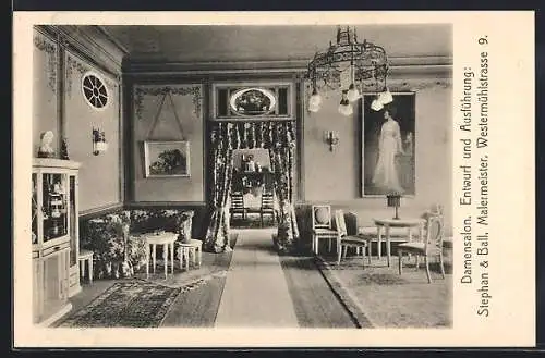 AK München, Ausstellung bemalter Wohnräume 1910, Damensalon, Westermühle 9