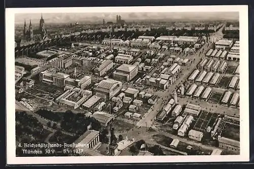 AK München, 4. Reichsnährstands-Ausstellung 1937, Messegelände aus der Luft gesehen
