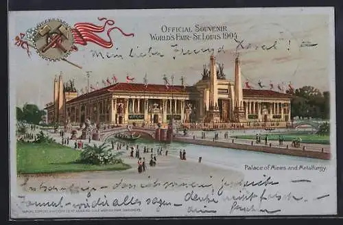 Lithographie St. Louis, World`s Fair 1904, Palace of Mines and Metallurgy