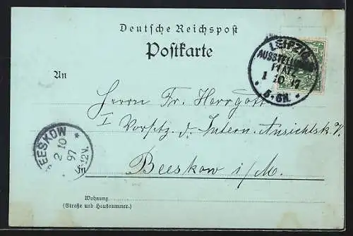 Mondschein-AK Leipzig, Sächs. Thüring. Ausstellung, Haupteingang